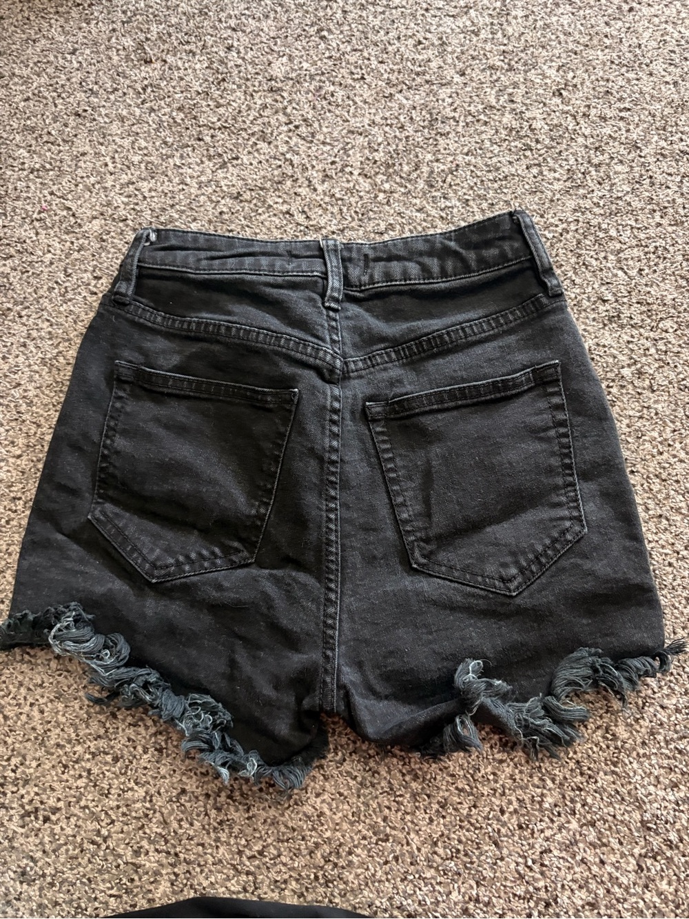 Free People We The Free Black High Rise Button Fly Denim Shorts - Picture 2 of 5